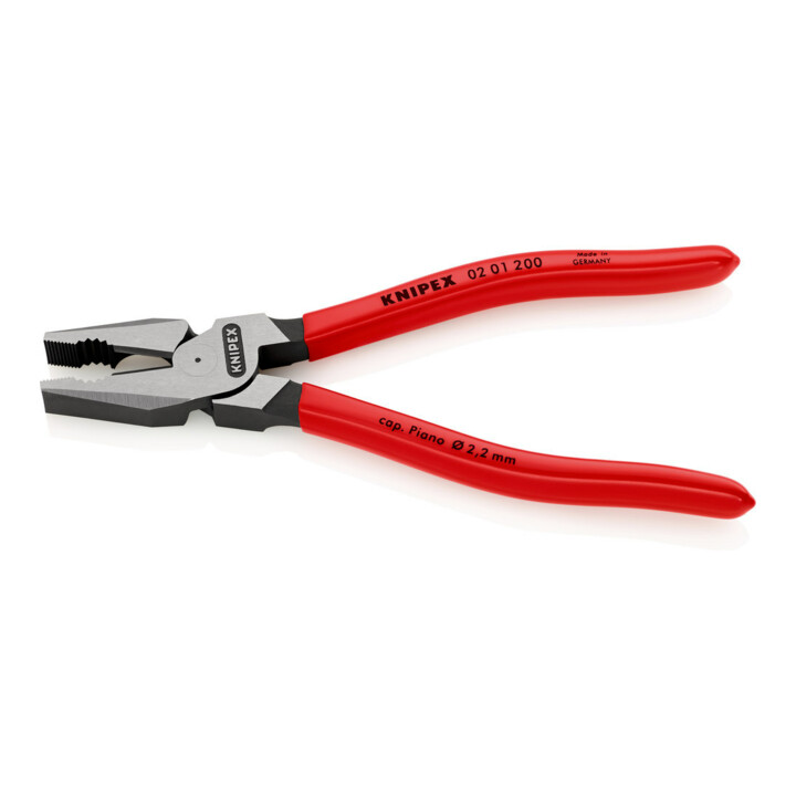 KNIPEX 02 01 200 Kraft-Kombizange mit Kunststoff überzogen schwarz atramentiert 200 mm