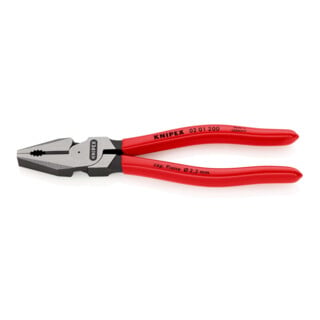 Knipex Kraft-Kombizange schwarz atramentiert poliert mit Kunststoff überzogen