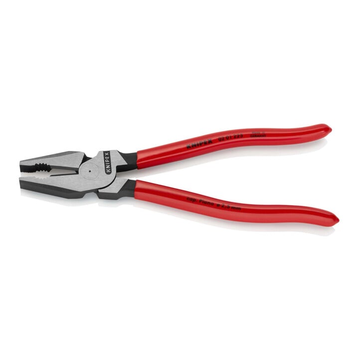KNIPEX 02 01 225 Kraft-Kombizange mit Kunststoff überzogen schwarz atramentiert 225 mm