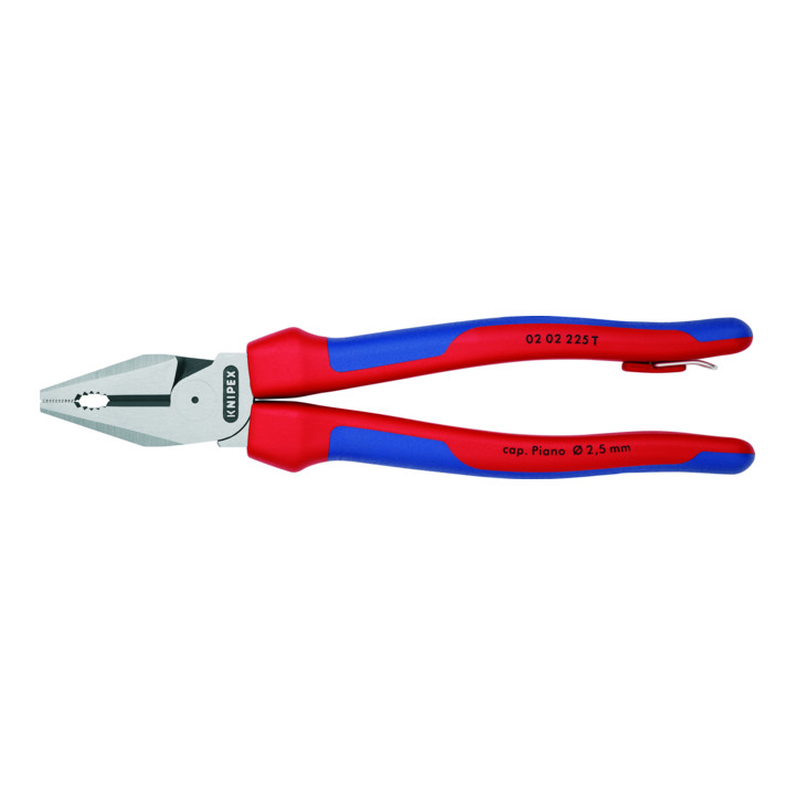 KNIPEX 02 02 225 T Kraft-Kombizange mit Befestigungsöse schwarz atramentiert 225 mm