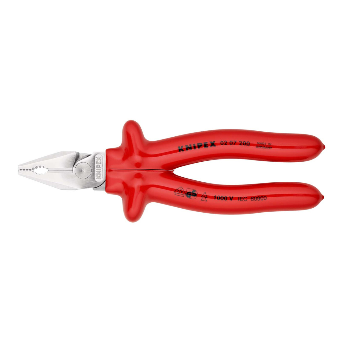 KNIPEX 02 07 200 Kraft-Kombizange verchromt VDE 200 mm