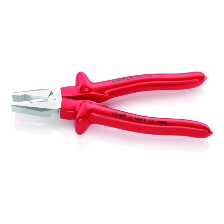 KNIPEX 02 07 225 Kraft-Kombizange verchromt VDE 225 mm