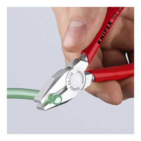 KNIPEX 03 03 110 Mini-Kombizange mit Kunststoff überzogen verchromt 110 mm