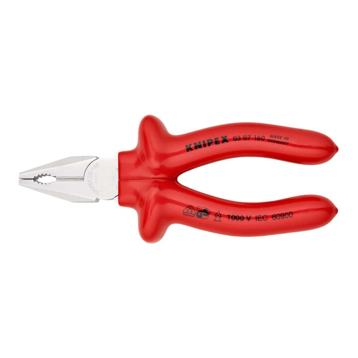 KNIPEX 03 07 160 Combinatietang verchroomd VDE 160 mm