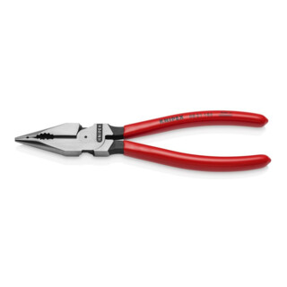 KNIPEX 08 21 185 Spitz-Kombizange mit Kunststoff überzogen schwarz atramentiert 185 mm