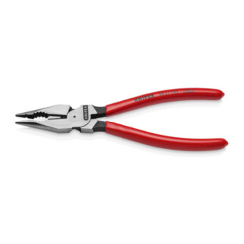 KNIPEX 08 21 185 Spitz-Kombizange mit Kunststoff überzogen schwarz atramentiert 185 mm
