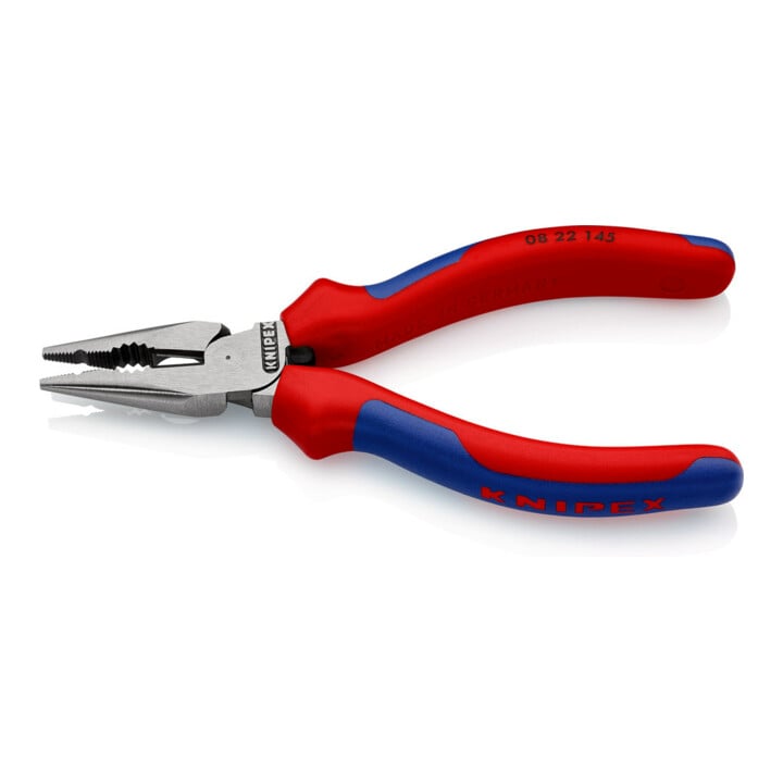 KNIPEX 08 22 145 Spitz-Kombizange mit Comfort-Griffen schwarz atramentiert 145 mm