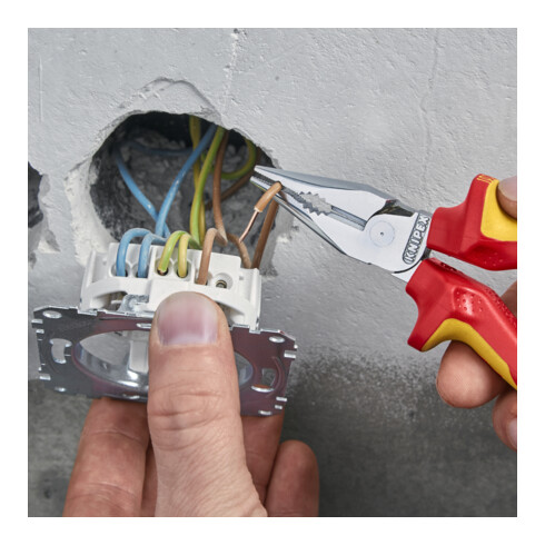 KNIPEX 08 26 145 T Puntige combinatietang met bevestigingsoog verchroomd VDE 145 mm