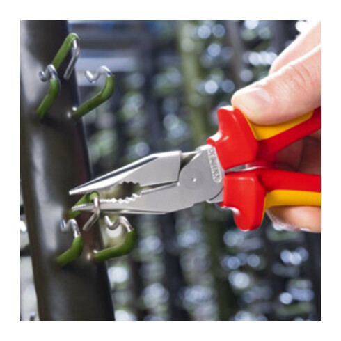 KNIPEX 08 26 185 Spitz-Kombizange isoliert mit Mehrkomponenten-Hüllen, VDE-geprüft verchromt 185 mm
