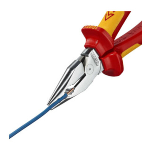 KNIPEX 08 26 185 Spitz-Kombizange isoliert mit Mehrkomponenten-Hüllen, VDE-geprüft verchromt 185 mm