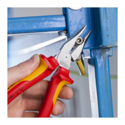 KNIPEX 08 26 185 Spitz-Kombizange isoliert mit Mehrkomponenten-Hüllen, VDE-geprüft verchromt 185 mm