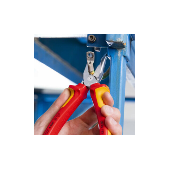 KNIPEX 08 26 185 Spitz-Kombizange isoliert mit Mehrkomponenten-Hüllen, VDE-geprüft verchromt 185 mm