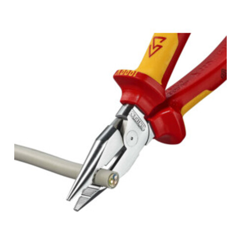 KNIPEX 08 26 185 Spitz-Kombizange isoliert mit Mehrkomponenten-Hüllen, VDE-geprüft verchromt 185 mm