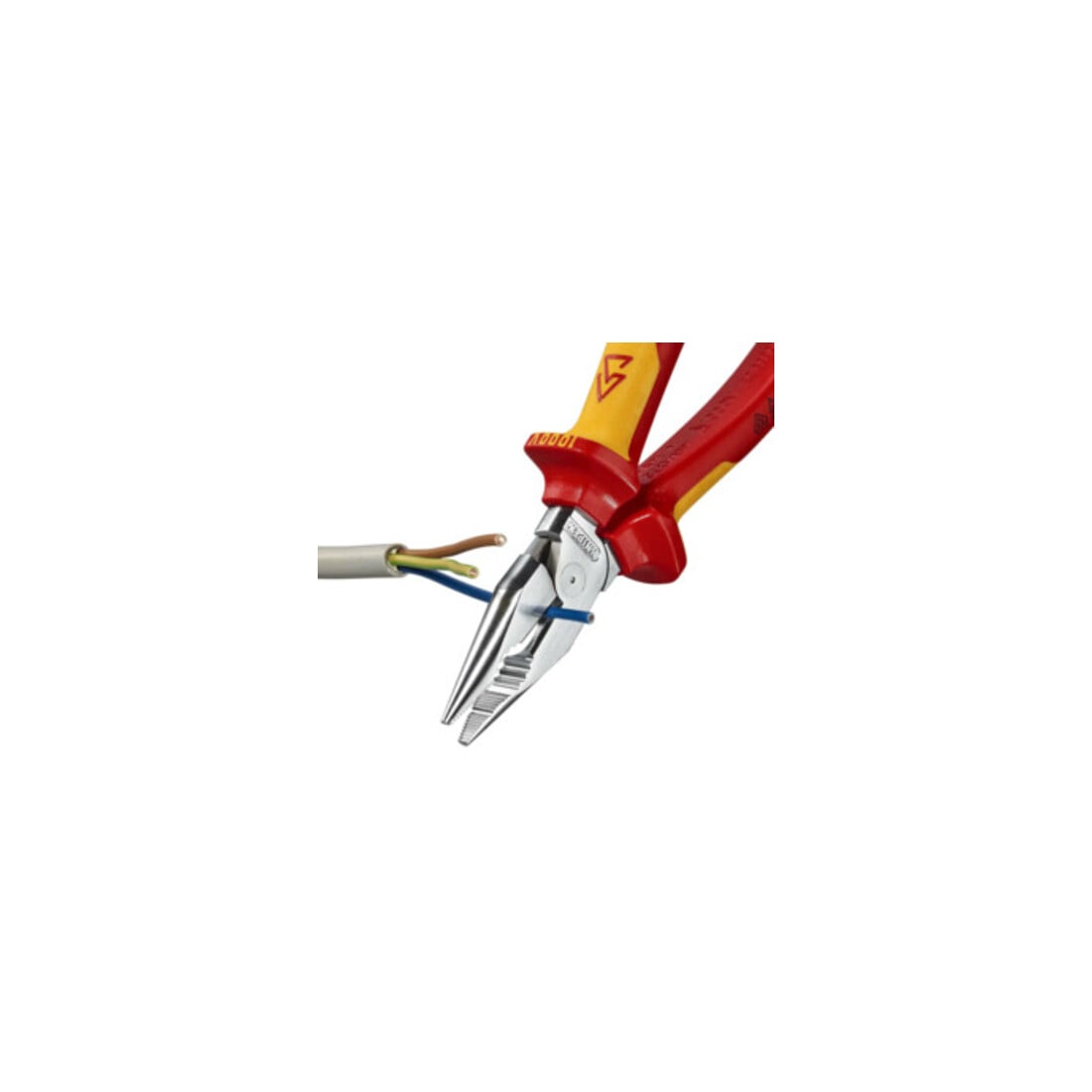 KNIPEX 08 26 185 Spitz-Kombizange isoliert mit Mehrkomponenten-Hüllen, VDE-geprüft verchromt 185 mm
