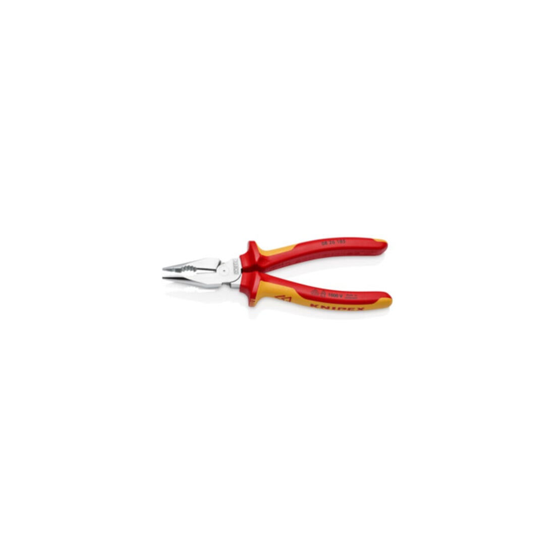 KNIPEX 08 26 185 Spitz-Kombizange isoliert mit Mehrkomponenten-Hüllen, VDE-geprüft verchromt 185 mm