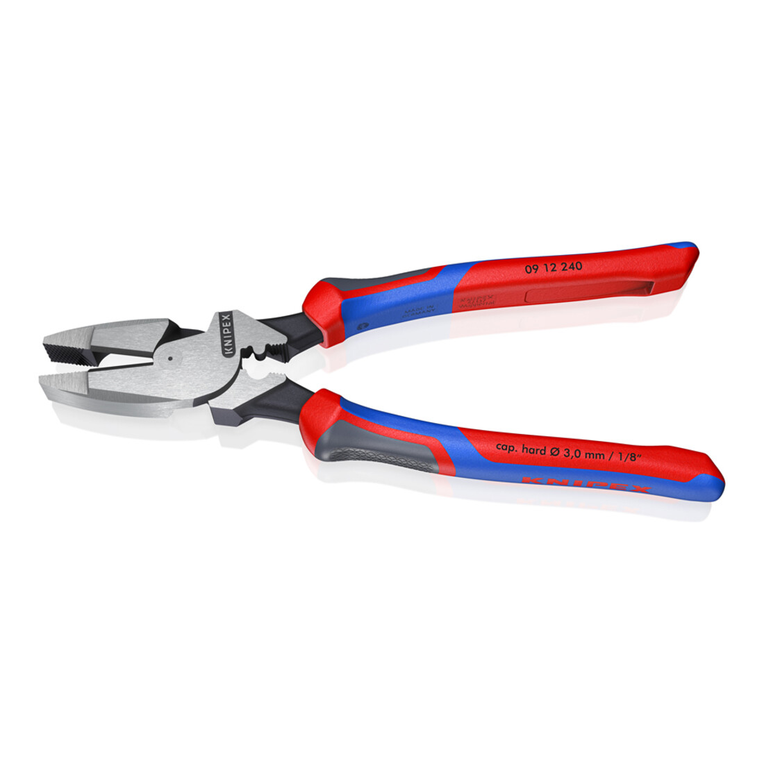 KNIPEX 09 12 240 Kraft-Kombizange "Lineman's Pliers" amerikanisches Modell mit Comfort-Griffen schwarz atramentiert 240 mm