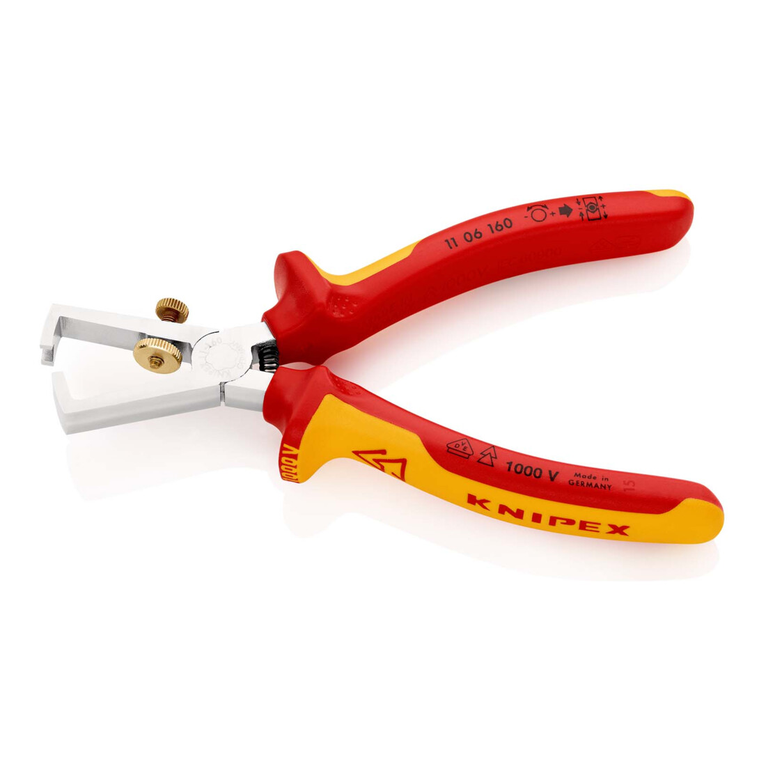 KNIPEX 11 06 160 afstriptang met openingsveer, universeel verchroomd VDE 160 mm