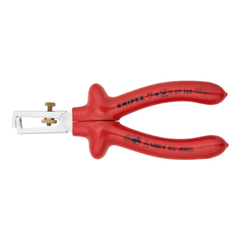 KNIPEX 11 07 160 Abisolierzange mit Öffnungsfeder, universal verchromt VDE 160 mm