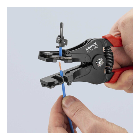 KNIPEX 12 21 180 Abisolierzange mit Formmessern mit Kunststoff-Griffhüllen schwarz lackiert 180 mm