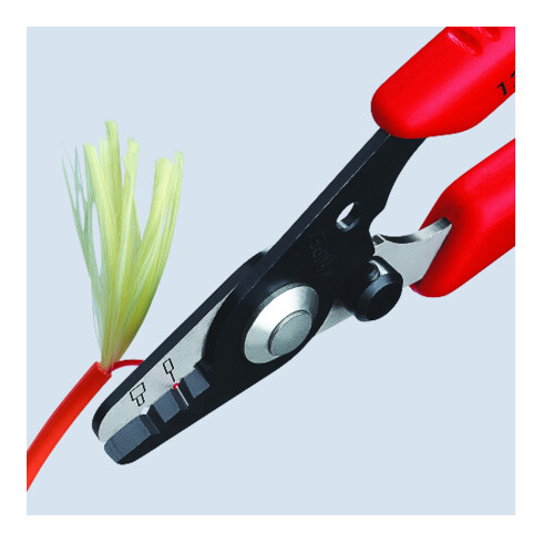 KNIPEX 12 82 130 SB Abisolierzange für Glasfaserkabel mit Kunststoff-Griffhüllen brüniert 130 mm