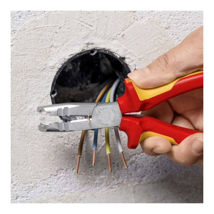 KNIPEX 13 46 165 Abmantelungszange isoliert mit Mehrkomponenten-Hüllen, VDE-geprüft verchromt 165 mm