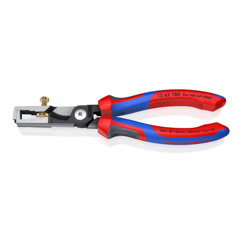 KNIPEX 13 62 180 StriX® Abisolierzangen mit Kabelschere mit Comfort-Griffen schwarz atramentiert 180 mm