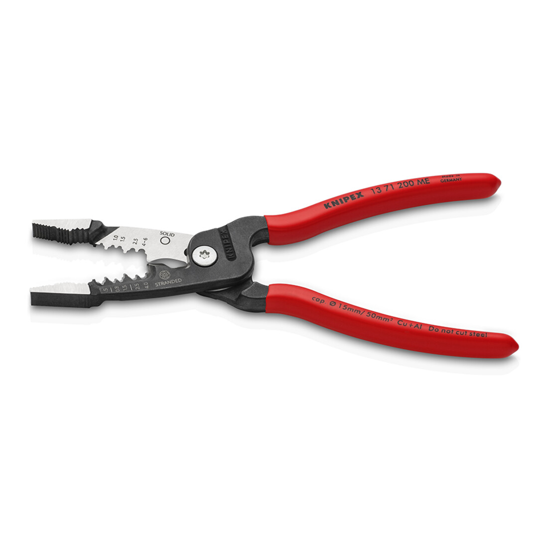 KNIPEX 13 71 200 ME Multifunktions-Elektrikerzange metrisches Modell mit Kunststoff überzogen schwarz atramentiert 200 mm