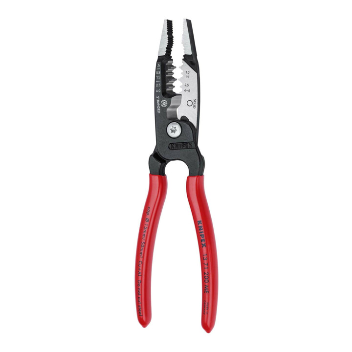 KNIPEX 13 71 200 ME Multifunktions-Elektrikerzange metrisches Modell mit Kunststoff überzogen schwarz atramentiert 200 mm