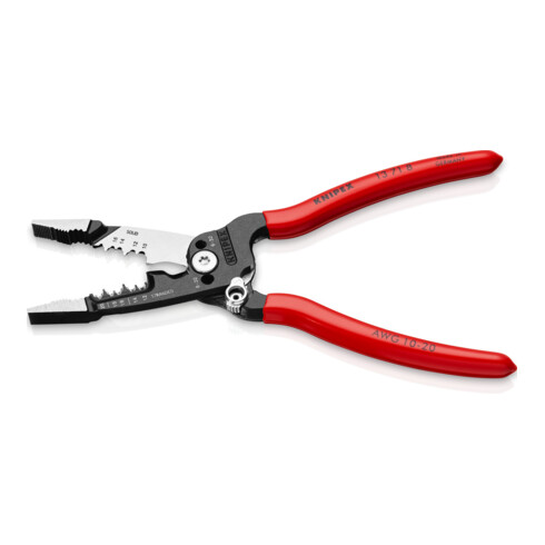 KNIPEX 13 71 8 WireStripper Multifunktions-Elektrikerzangen amerikanisches Modell mit Kunststoff überzogen schwarz atramentiert 200 mm