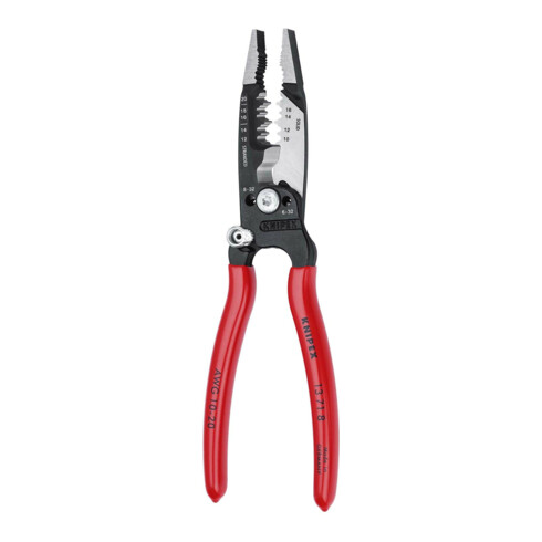 KNIPEX 13 71 8 WireStripper Multifunktions-Elektrikerzangen amerikanisches Modell mit Kunststoff überzogen schwarz atramentiert 200 mm