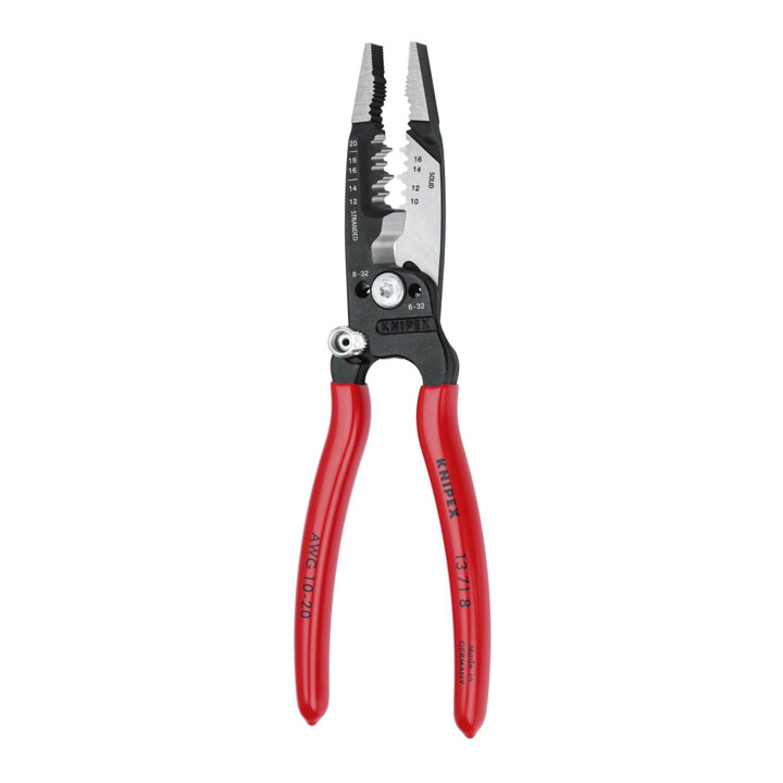 KNIPEX 13 71 8 WireStripper Multifunktions-Elektrikerzangen amerikanisches Modell mit Kunststoff überzogen schwarz atramentiert 200 mm