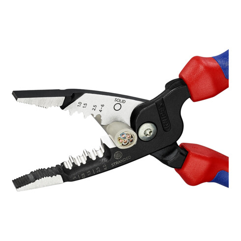 KNIPEX 13 72 200 ME Multifunktions-Elektrikerzange metrisches Modell mit Mehrkomponenten-Hüllen schwarz atramentiert 200 mm