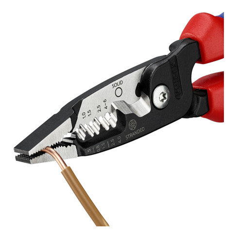KNIPEX 13 72 200 ME Multifunktions-Elektrikerzange metrisches Modell mit Mehrkomponenten-Hüllen schwarz atramentiert 200 mm