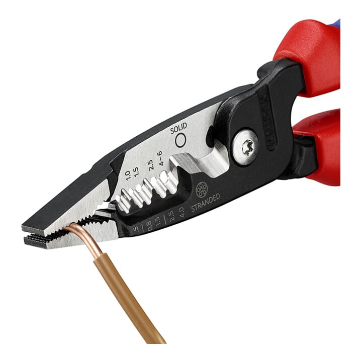 KNIPEX 13 72 200 ME Multifunktions-Elektrikerzange metrisches Modell mit Mehrkomponenten-Hüllen schwarz atramentiert 200 mm