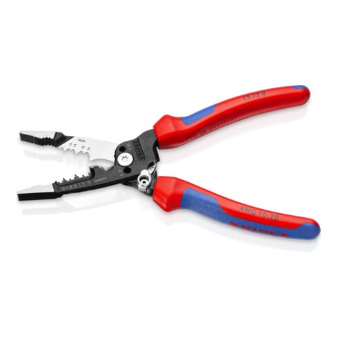 KNIPEX 13 72 8 WireStripper Multifunktions-Elektrikerzangen amerikanisches Modell mit Mehrkomponenten-Hüllen schwarz atramentiert 200 mm