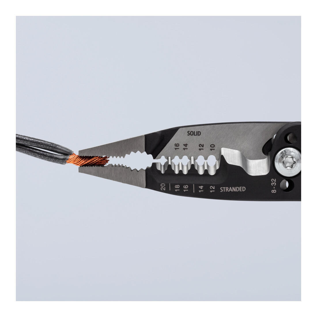 KNIPEX 13 72 8 WireStripper Multifunktions-Elektrikerzangen amerikanisches Modell mit Mehrkomponenten-Hüllen schwarz atramentiert 200 mm
