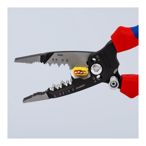 KNIPEX 13 72 8 WireStripper Multifunktions-Elektrikerzangen amerikanisches Modell mit Mehrkomponenten-Hüllen schwarz atramentiert 200 mm