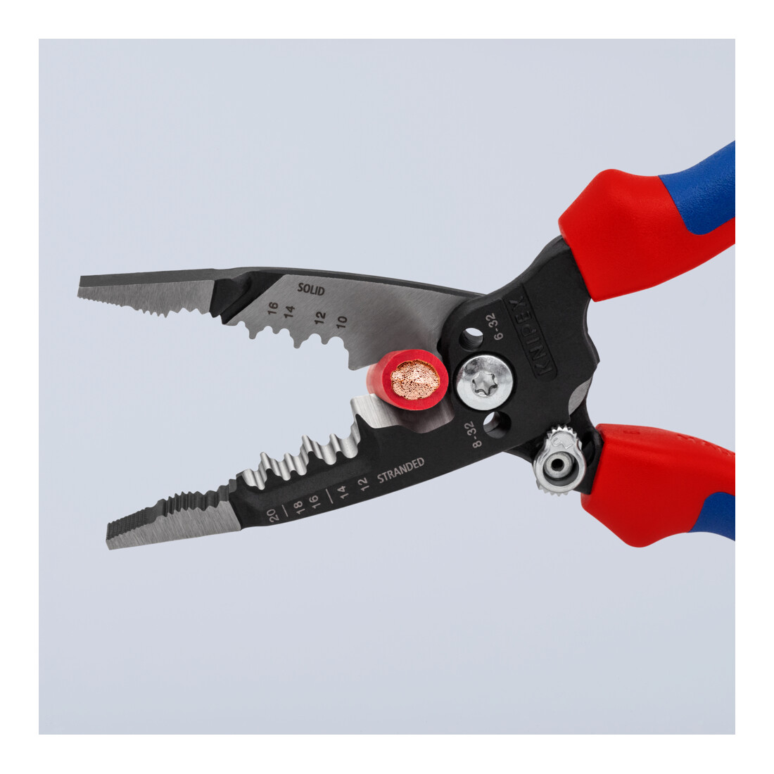 KNIPEX 13 72 8 WireStripper Multifunktions-Elektrikerzangen amerikanisches Modell mit Mehrkomponenten-Hüllen schwarz atramentiert 200 mm