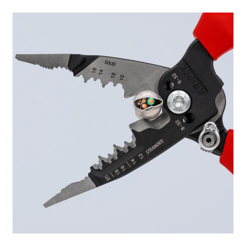 KNIPEX 13 72 8 WireStripper Multifunktions-Elektrikerzangen amerikanisches Modell mit Mehrkomponenten-Hüllen schwarz atramentiert 200 mm