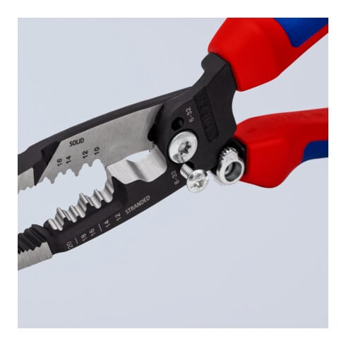 KNIPEX 13 72 8 WireStripper Multifunktions-Elektrikerzangen amerikanisches Modell mit Mehrkomponenten-Hüllen schwarz atramentiert 200 mm