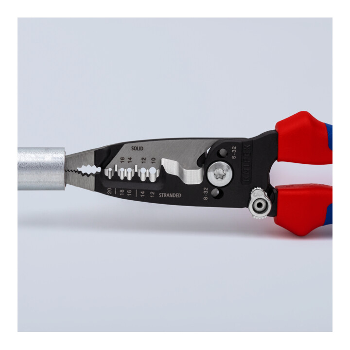 KNIPEX 13 72 8 WireStripper Multifunktions-Elektrikerzangen amerikanisches Modell mit Mehrkomponenten-Hüllen schwarz atramentiert 200 mm