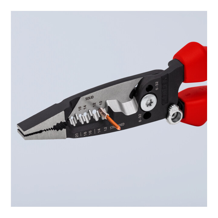 KNIPEX 13 72 8 WireStripper Multifunktions-Elektrikerzangen amerikanisches Modell mit Mehrkomponenten-Hüllen schwarz atramentiert 200 mm