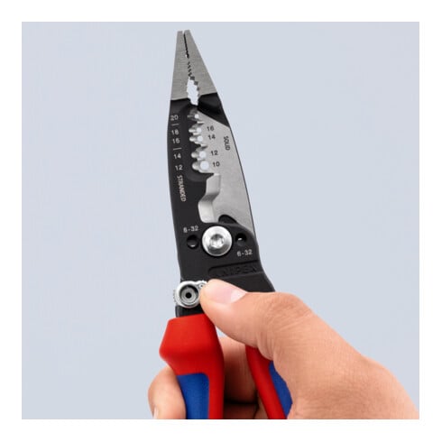 KNIPEX 13 72 8 WireStripper Multifunktions-Elektrikerzangen amerikanisches Modell mit Mehrkomponenten-Hüllen schwarz atramentiert 200 mm