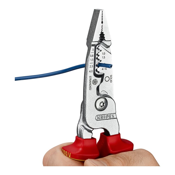 KNIPEX 13 76 200 ME Multifunctionele elektriciens-tang metrisch model geïsoleerd met meercomponenten handgrepen, VDE-gekeurd, verchroomd 200 mm