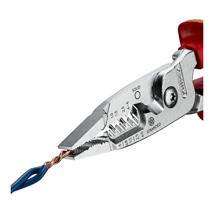 KNIPEX 13 76 200 ME Multifunctionele elektriciens-tang metrisch model geïsoleerd met meercomponenten handgrepen, VDE-gekeurd, verchroomd 200 mm