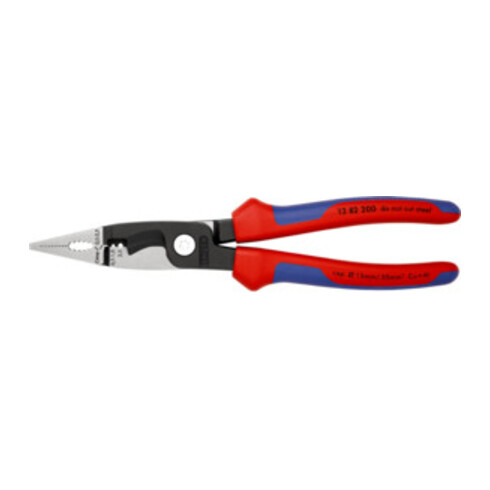 KNIPEX 13 82 200 Elektro-Installationszange mit Comfort-Griffen schwarz atramentiert 200 mm