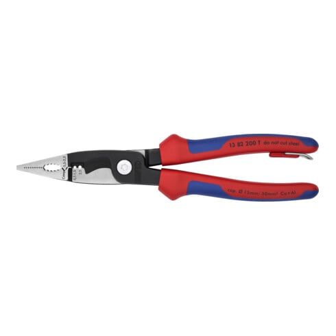 KNIPEX Pinza per installazioni elettriche 13 82 200 T BK con occhiello di fissaggio, bonderizzata nera, 200mm