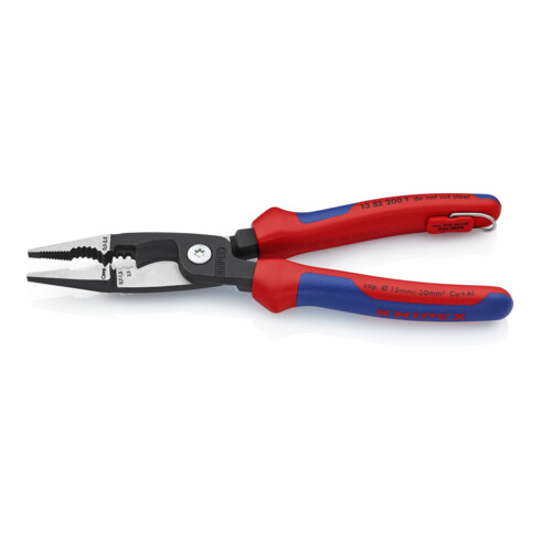 KNIPEX 13 82 200 T elektro installatietang met bevestigingsoog zwart geatramenteerd 200 mm