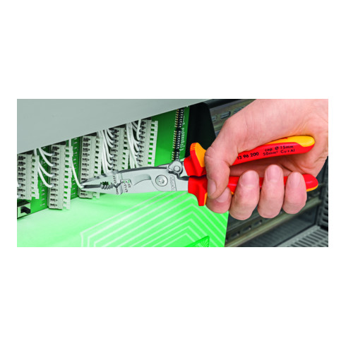 KNIPEX 13 82 200 T Elektro-Installationszange mit Befestigungsöse schwarz atramentiert 200 mm
