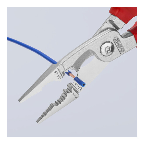 KNIPEX 13 86 200 Elektro-Installationszange isoliert mit Mehrkomponenten-Hüllen, VDE-geprüft verchromt 200 mm